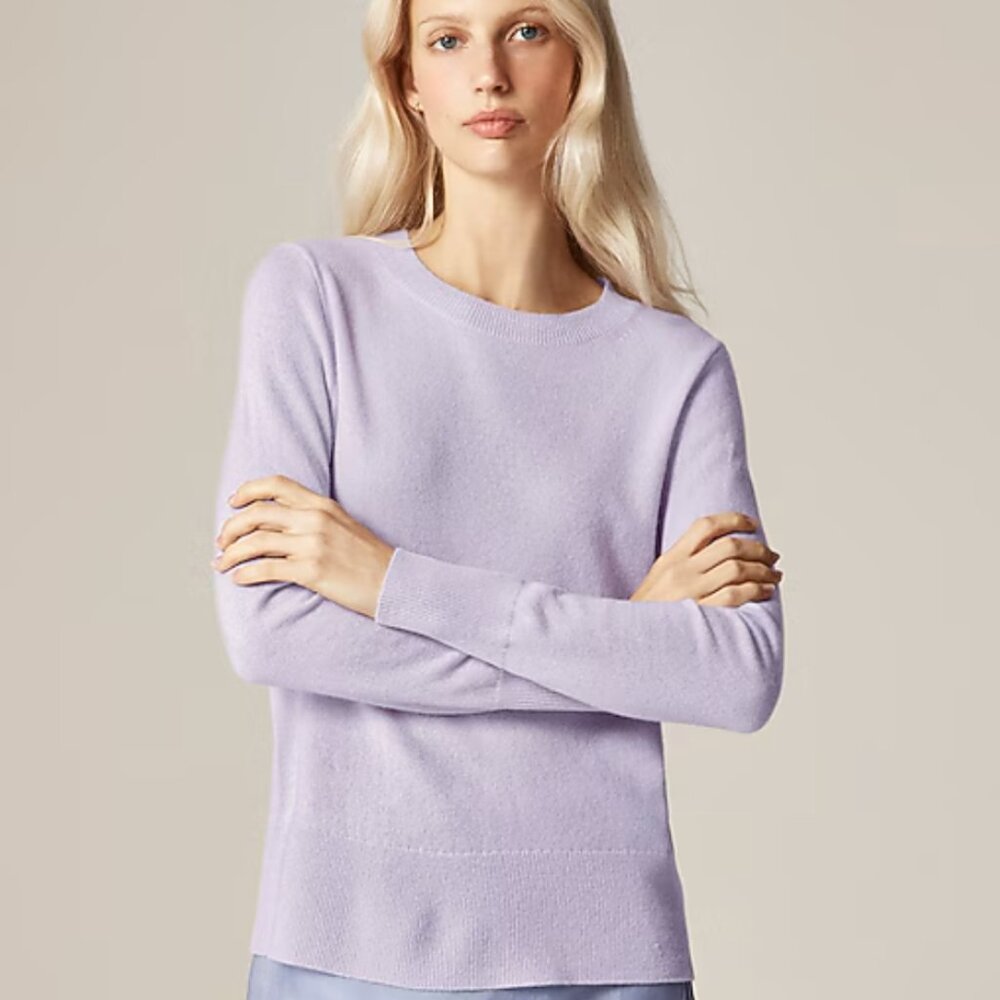 NWT J.Crew Cashmere classic-fit crewneck sweater Sweet Hyacinth M